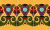 Mexican talavera medallion relief border tile decorative trim three tile set showing repeating border pattern