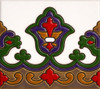Mexican talavera relief border tile with heraldic floral motif
