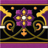 Mexican talavera black floral relief border tile