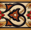 Mexican talavera baroque scroll relief border tile