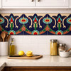 Talavera floral arch relief mexican tile border installed as decorative relief border in kitchen backsplash