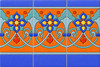 Mexican talavera floral scroll relief border tile three-piece border set