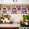 Mexican talavera floral shield relief decorative tile used as decorative kitchen backsplash border