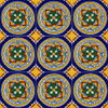 Talavera circular vitral medallion tile shown as a nine tile set with clear grout lines