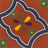 Talavera mexican tile with a floral central accent on a terracotta background
