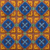 Mexican tile blue floral scroll design shown across multiple complete tiles.