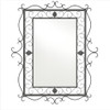 Rectangular ornate wrought iron mirror with a scrollwork frame