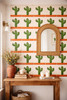 Green cactus mexican tile design applied on interior wall creating a bold focal point with regional charm