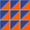 Diagonal cobalt terracotta mexican tile shown as a nine tile geometric composition