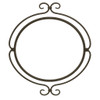 Wrought iron round mirror with scroll finials