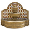 Wall mount cantera stone fountain with a Spanish colonial influance