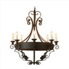 Transitional wrought iron chandelier with round scroll design