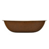 Oval hammered copper bathroom sink, side view