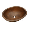 Oval copper bath sink angle view