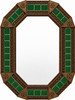Octagonal tin mirror with green talavera tile accents light brown