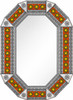Octagonal tin mirror frame with talavera sun tile accents
