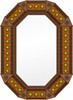 Octagonal tin mirror frame with talavera sun tile accents light brown