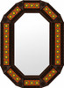 Octagonal tin mirror frame with talavera sun tile accents dark brown