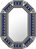 Octagonal decorative tin mirror with moon talavera tile frame