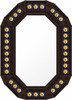 Octagonal decorative tin mirror with sun and moon talavera tiles dark brown