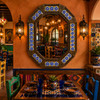 Decorative octagonal talavera tile tin mirror featured in a luxury Mexican restaurant interior