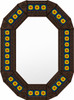 Octagonal dark coffee tin mirror with sunflower talavera tile frame dark brown