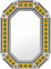 Decorating octagonal tin mirror with cactus talavera tiles