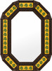 Decorating octagonal tin mirror with cactus talavera tiles dark brown