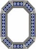 Octagonal decorative tin mirror with blue talavera flower tiles