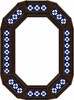 Octagonal decorative tin mirror with blue talavera flower tiles dark brown