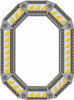 Octagonal decorative tin mirror with yellow blue white talavera tiles