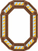 Octagonal decorative tin mirror with yellow blue white talavera tiles light brown