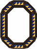 Octagonal decorative tin mirror blue yellow talavera tiles dark brown