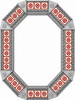 Octagonal decorative tin mirror with red talavera tile pattern