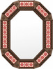 Octagonal decorative tin mirror with red talavera tile pattern light brown