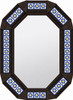 Decorative octagonal hacienda mirror with blue talavera accents dark brown