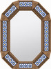 Decorative octagonal hacienda mirror with blue talavera accents light brown