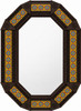 Octagonal decorative cupula floral talavera tin mirror frame dark brown
