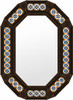 Decorative octagonal hacienda talavera tile tin mirror frame dark brown