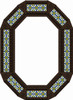 Octagonal decorative dark brown tin mirror with blue talavera tile accents