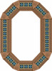 Octagonal tin mirror frame with blue floral talavera tile pattern light brown