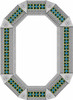 Octagonal tin mirror frame with blue floral talavera tile pattern