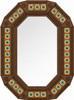 Octagonal tin mirror frame with talavera floral tiles light brown