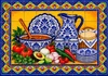 Mexican tile mural blue talavera tableware