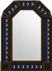 Handcrafted tin mirror moon stars talavera tile frame dark brown