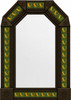 Handcrafted tin mirror with green lizard talavera tile frame dark brown