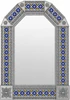 Handcrafted tin mirror with blue talavera tile frame