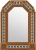Handcrafted tin mirror with old world talavera tile frame light brown