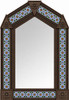 Handcrafted tin mirror with blue floral talavera tile frame dark brown