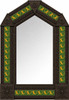 Handcrafted arch lizard talavera tile tin mirror frame dark brown
